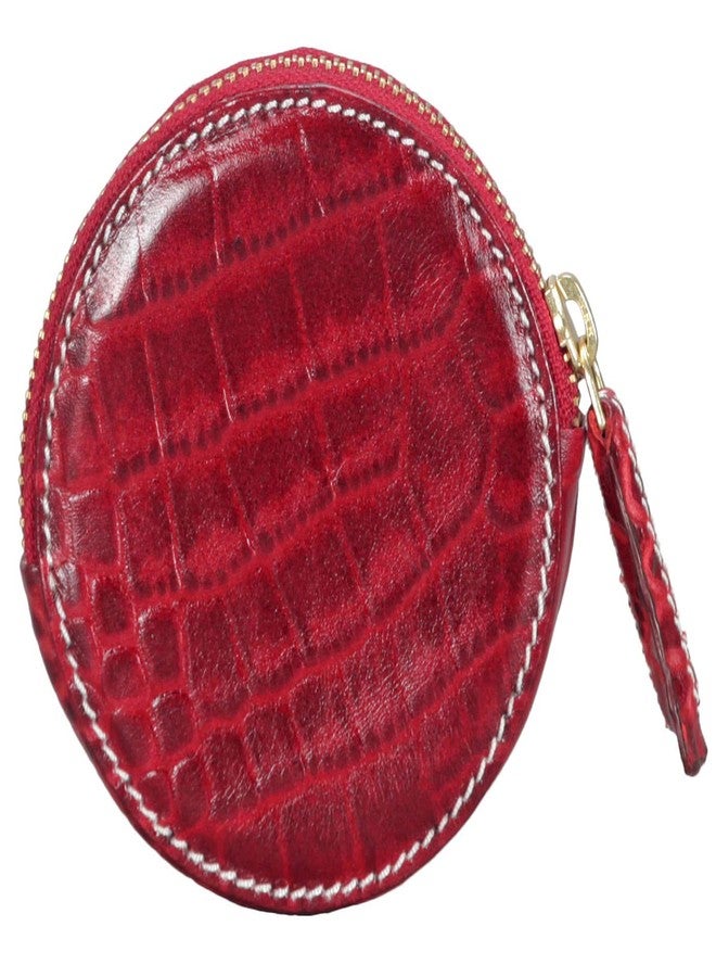 Adamis Full Grain Leather Currency and Coin Purse Change Pouch for Men & Woman with Zip Clousre in Red and Size 9 CM X 9 CM - Image 2